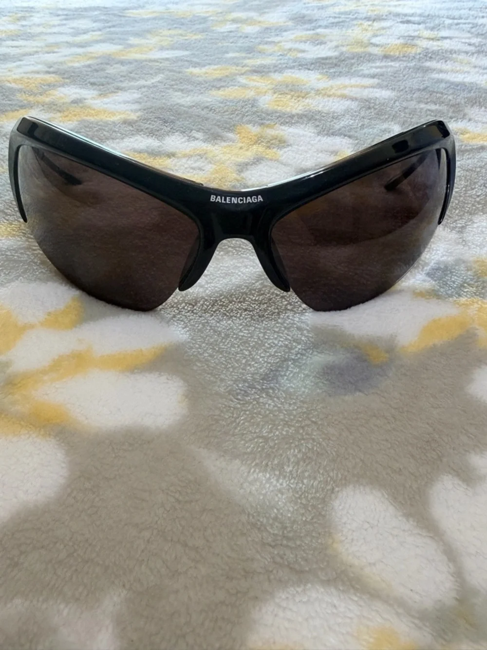 Balenciaga Men’s Black Wrap Shield Sunglasses
